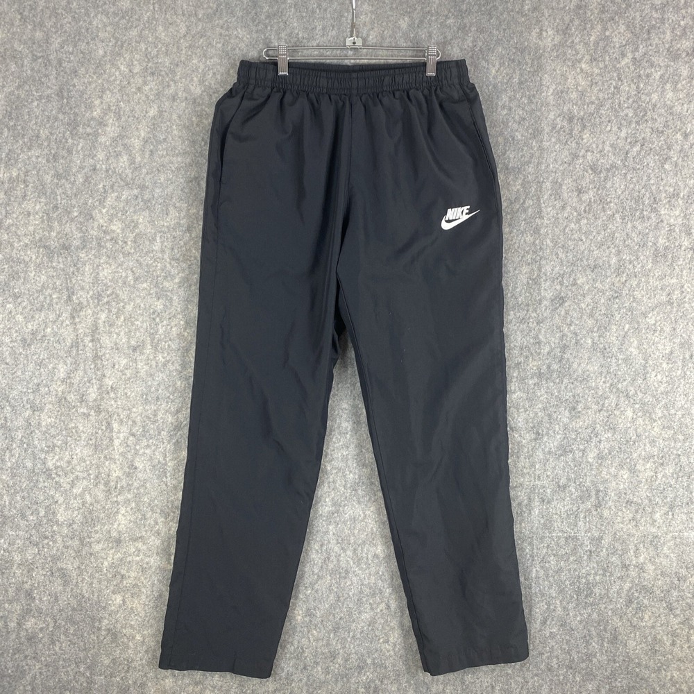 Nike Track Pants Womens L Black Windbreaker Mesh Lined Straight Leg Athleisure